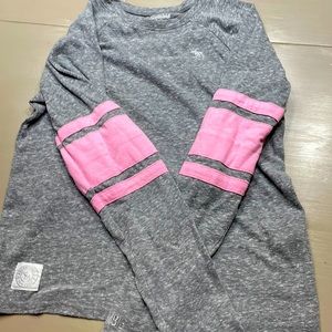 Abercrombie Kids long sleeve grey and pink top